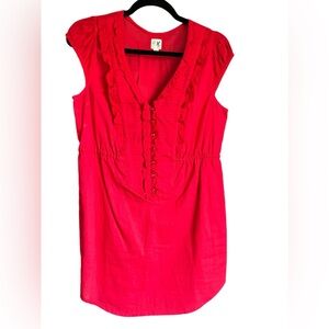 Anthropologie Edme & Esyllte Red Ruffle Cap Sleeves Tunic Top Women Size 8